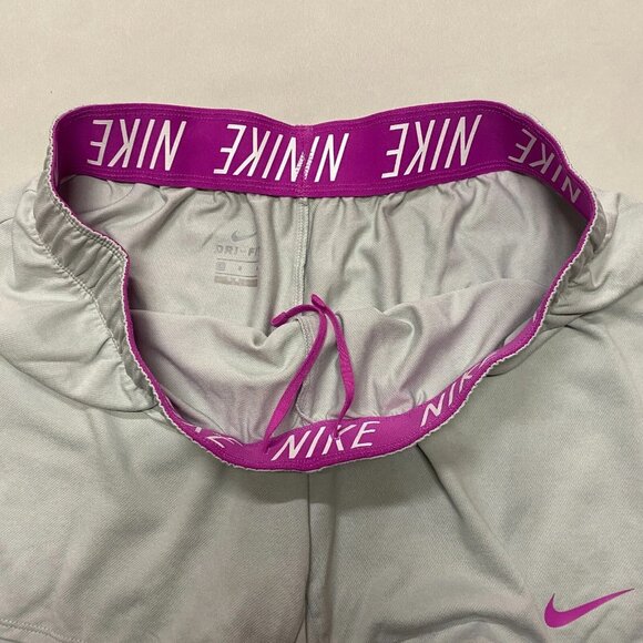 Nike Dri-Fit Activewear Shorts Women Large Gray Pink Swoosh Gym Sports Running - Picture 2 of 10
